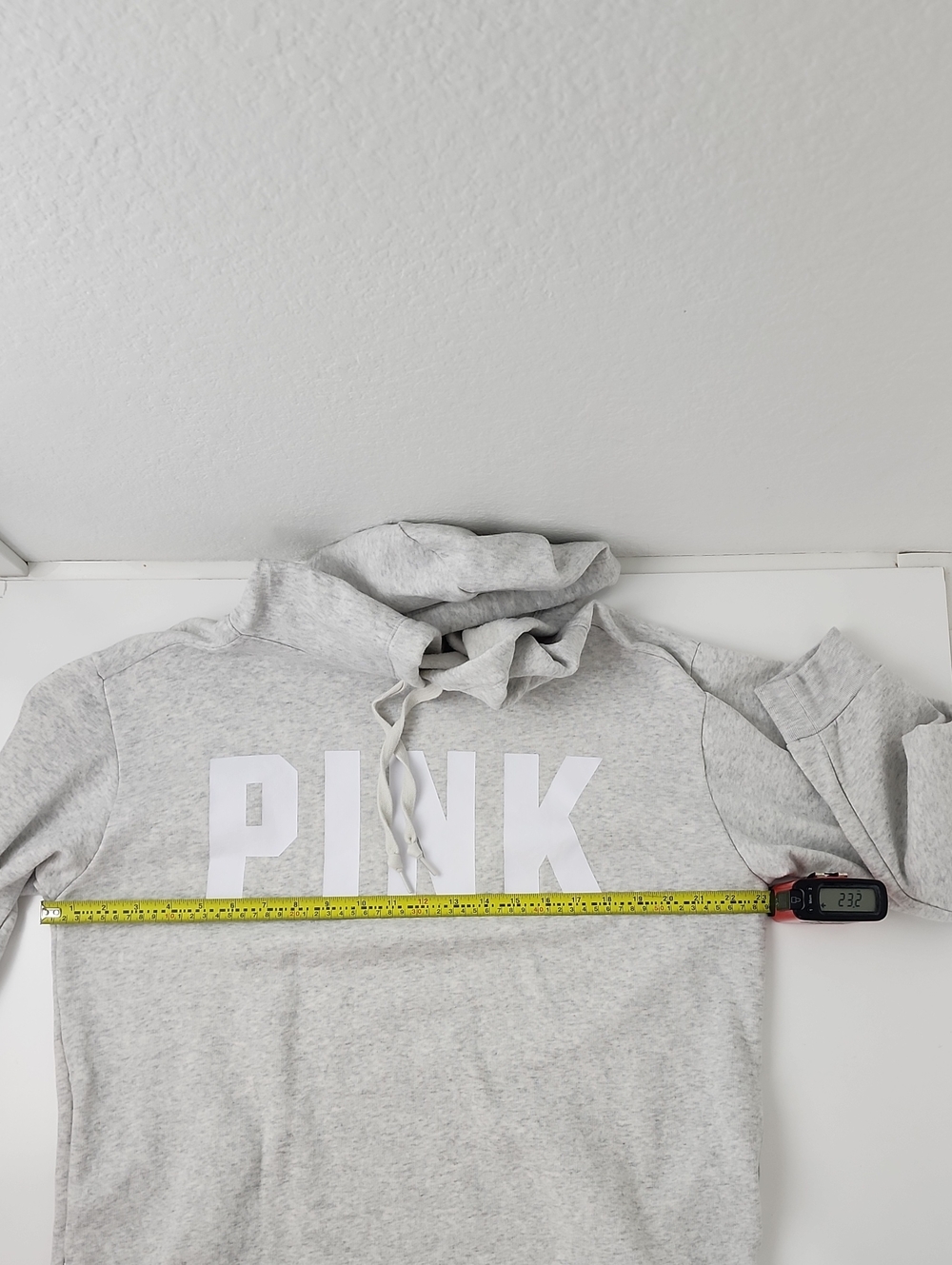 PINK Victoria's Secret Campus Pullover Hoodie Heathered Grey Size Medium - Picture 9 of 16